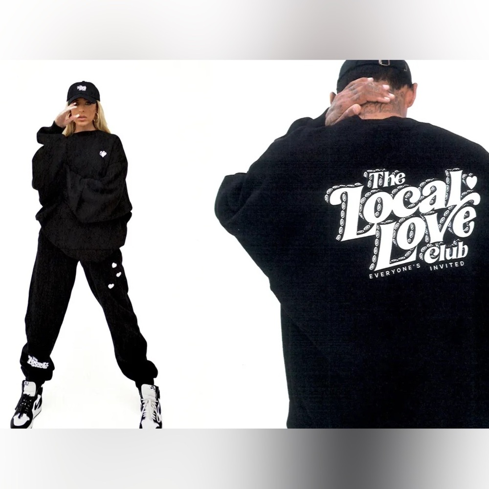 The Local Love Club Everyone’s Invited Black Crewneck Sweatshirt Unisex Large